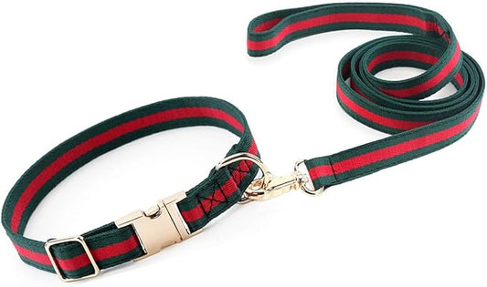 Premium Dog Collar, Cute Dog Collars Luxury Style, Durable Pet Collars and Dog Leash with Metal Buckle Safety for Big Dogs
