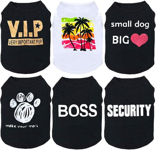 6 Packs Dog Clothes for Small Medium Cute Small Dog Shirts for Chihuahua Yorkies Small Dogs Clothes Pet Outfits Cat Clothing Black Vest Apparel