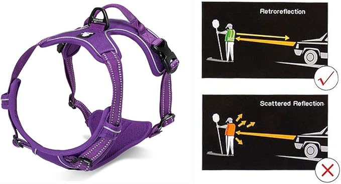 Truelove Soft Front Dog Harness .Reflective No Pull Harness with Handle and 2 Leash Attachments
