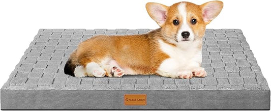 Patas Lague Orthopedic Dog Bed for Small Dogs, Waterproof Soft Warm Comfortable Egg Crate Foam Small Pet Beds Mat with Removable Washable Cover and Nonskid Bottom, 20''X15'' Grey
