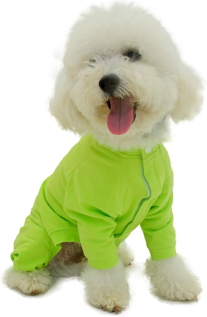 Lovelonglong Four Feet Dog Lightweight Pajamas, Pure Cotton Dog Jumpsuits 4 Legs Dog Onesies T-Shirt Stylish PJS Puppy Costume for Large Medium Small Dogs Green XXL