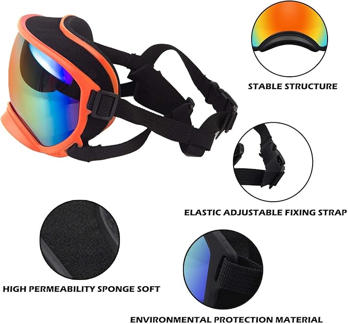 Small Dog Sunglasses with Adjustable Strap UV Protection, Winproof Dog Puppy Sunglasses, Suitable for Small Dog Pet Glasses, Dogs Eyes Protection，Soft Dog Goggles