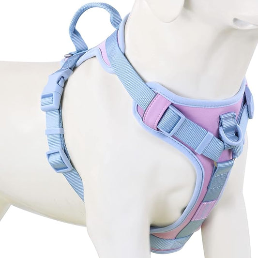 No Pull Dog Harness Adjustable Soft Padded Pet Vest with Control Handle Adorable Daily Harness for Dogs（Sweet Lilac XL）