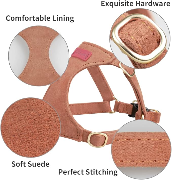 Puppytie No Pull Dog Harness with Multifunction Dog Leash,Soft Adjustable No Choke Escape Proof Pet Harness Vest for Medium Dogs or Large Dogs,Brown Caramel,M