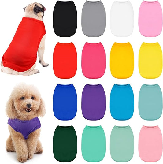 16 Pieces Small Dog Clothes Cute Blank Puppy Shirts Soft Dog Sweatshirts Breathable Outfit for Pet Cats Accessories, 16 Styles(M)