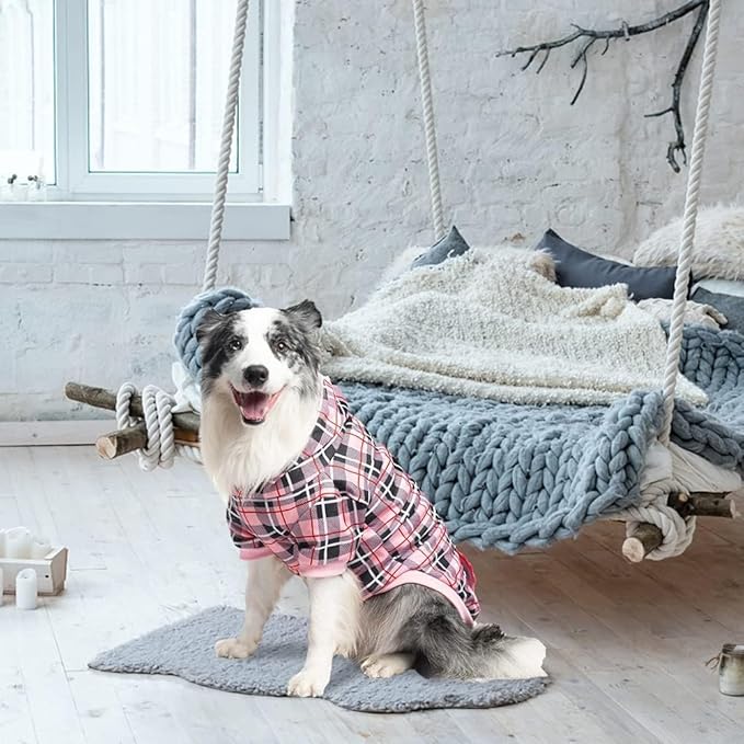 EXPAWLORER Plaid Dog Hoodie - British Style Warm Dog Sweater Shirt with Leash Hole,Pitbull Clothes Outfits,Winter Coat Apparel for All Breeds Puppy Girl Boy-Cat Apparel