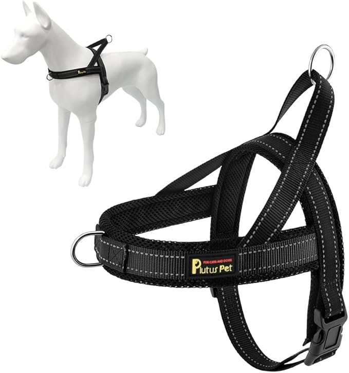 Plutus Pet No Pull Dog Harness with Breathable Mesh Padded, Adjustable Reflective Escape Proof Dog Harness, Quick Fit Dog Vest Harness for Small Medium Large Dogs(M, Black)