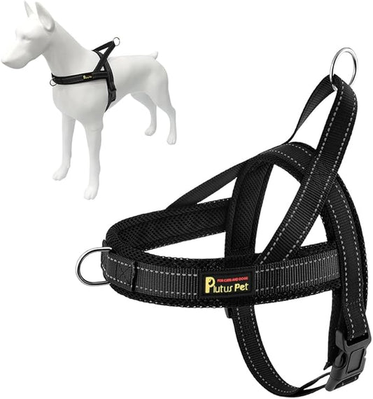 Plutus Pet No Pull Dog Harness with Breathable Mesh Padded, Adjustable Reflective Escape Proof Dog Harness, Quick Fit Dog Vest Harness for Small Medium Large Dogs(M, Black)