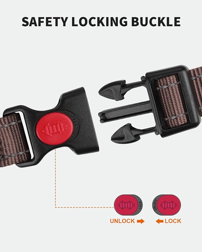 FunTags Reflective Martingale Collar for Dogs, Quick Release Buckle, 5FT Double Handle Dog Leash Padded, Dog Collar and Leash Set, Adjustable for Small Dogs (Brown, S)