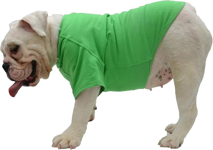 Lovelonglong Bulldog Clothes Dog Clothing Blank T-Shirt Tee Shirts for French Bulldog English Bulldog American Pit Bull Pugs 100% Cotton Skin Care Green B-M