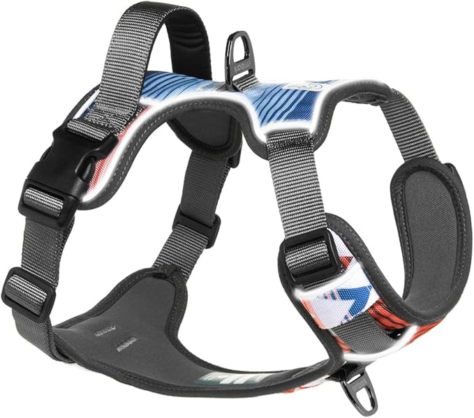 Embark Adventure Dog Harness, Reflective Trim No Pull Dog Harness for Large Dogs - Military Grade Nylon, Front Clip with Gel Lined Handle.