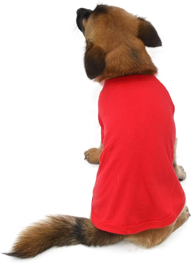 Lovelonglong Pet Clothing Dog Costumes Dachshund Clothes Blank T-Shirt Tee Shirts for Dachshund Dogs,Corgi 100% Cotton Red D-S