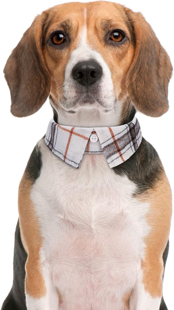 Faleela Cotton Plaid Shirt Style Dog Collar Soft Cute,Boy Dog Collar with Quick-Release Buckle,Adjustable Bow Tie Collar for Small Medium Large Dogs