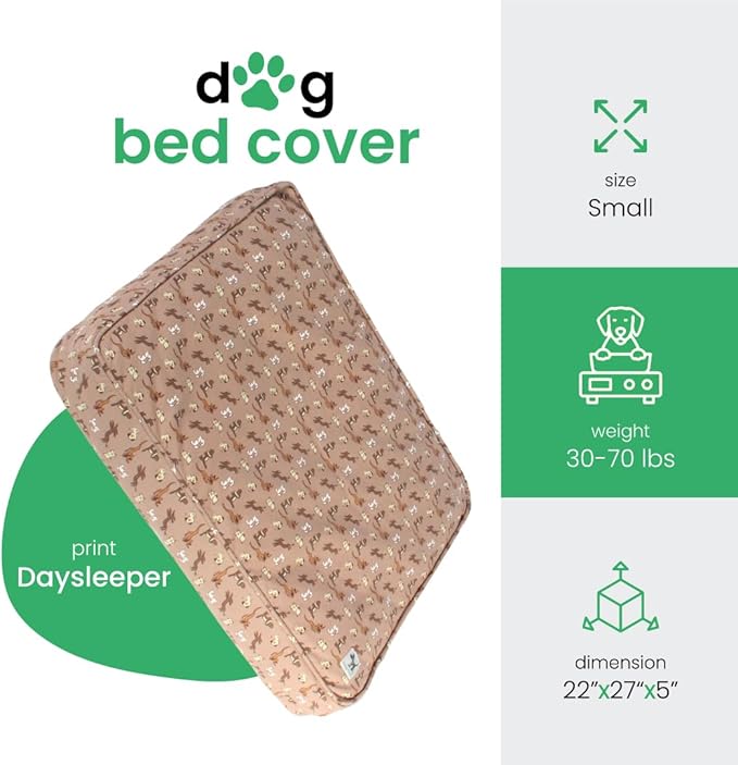 Molly Mutt Washable Dog Bed Cover, Cotton Dog Bed Cover, Daysleeper, Small