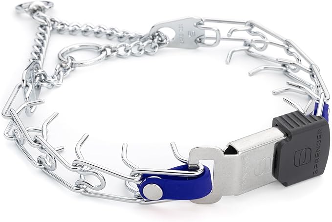 Herm Sprenger Chrome Plated Steel Dog Collar with Quick Release ClicLock Buckle and Biothane Insert Training Collar for Dogs Made in Germany (Blueberry Royal, 16in x 2.25mm(Neck Size up to 13-14in))