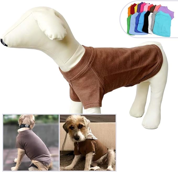 Lovelonglong Pet Clothing Dog Costumes Dachshund Clothes Blank T-Shirt Tee Shirts for Dachshund Dogs,Corgi 100% Cotton Coffee D-L