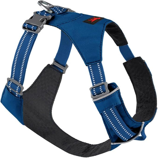 Tuff Pupper Lightweight Dog Harness for Walking | Front & Back Leash Clips | 4-Way Adjustable Fit | Reflective Trim | Easy On/Off Buckles | Lightweight & Breathable | No Pull Design (Medium, Blue)