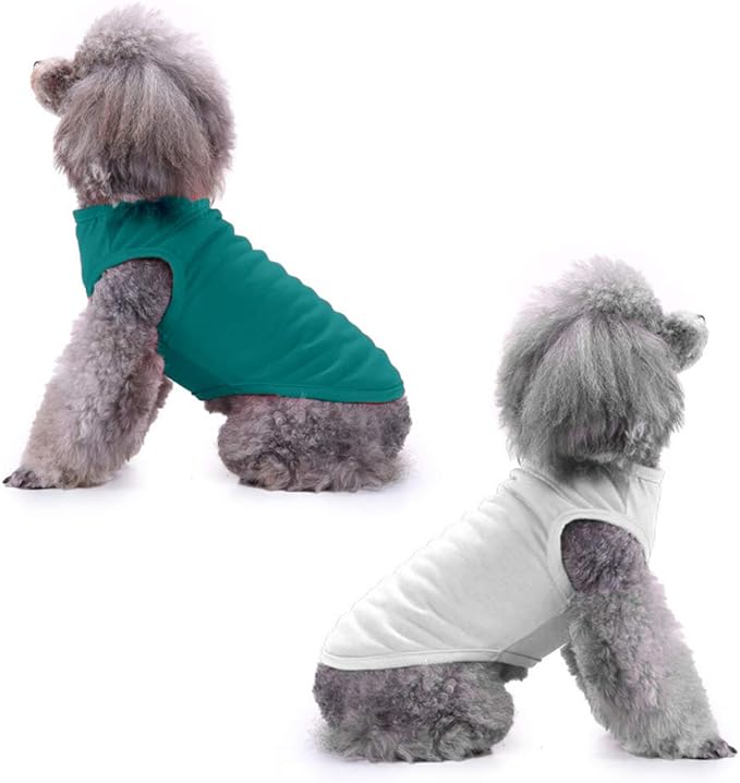 Chol&Vivi Dog Shirt Clothes, 4pcs Shirt for Large Size Dog, Blank Pet Cotton Sleeveless Apparel Soft and Lightweight, Tank Top for All Breeds, Black/Grey/White/Dark Green, XXX-Large