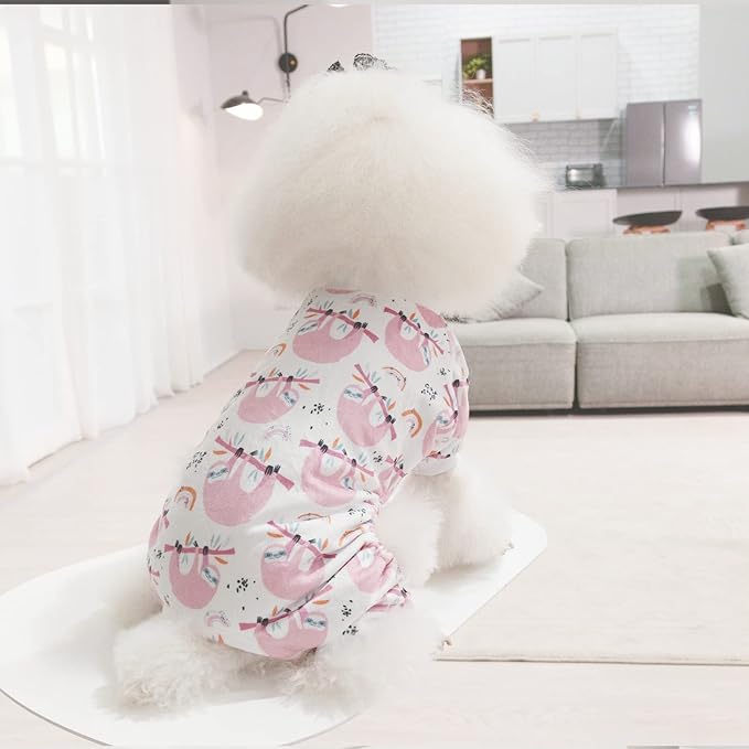 CuteBone Sloth Soft Puppy Pajamas Cute Dog Pjs Fall Jumpsuit Pet Clothes Apparel P263M Medium
