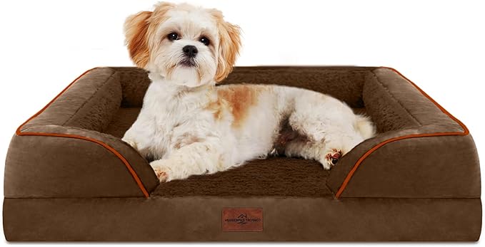 Comfort Expression Small Dog Beds Waterproof Orthopedic Foam Dog Sofa Beds for Small Dogs Comfy Pet Bed with Washable Removable Cover & Non-Slip Bottom(X-Small,Chocolate Brown)