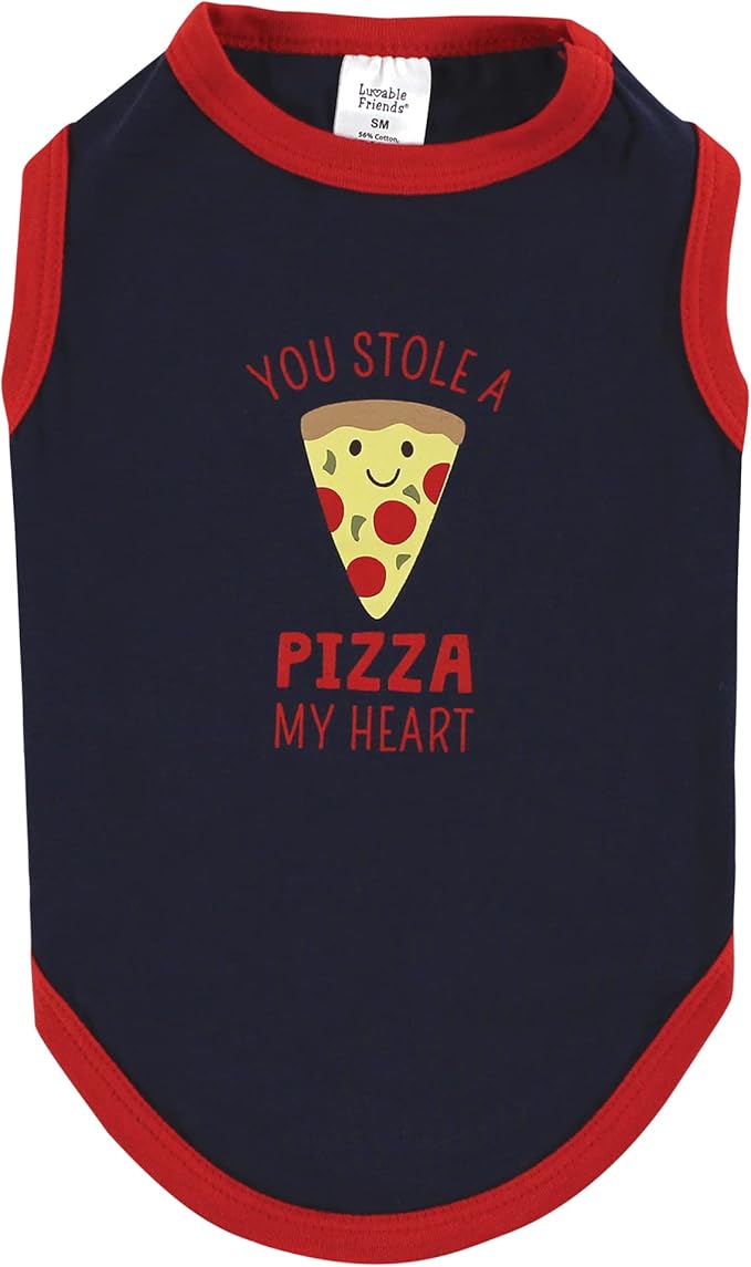 Luvable Friends Dog Pet Dog and Cats Cotton T-Shirts 2pk, Pizza Plaid, X-Large