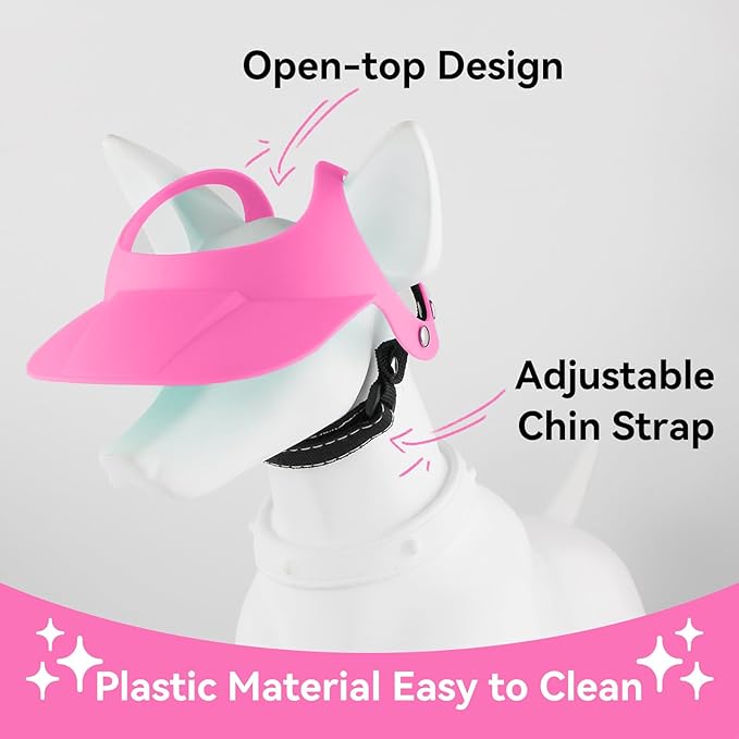 Small Dog Hat and Goggles Set–Adjustable Puppy Sun Hat UV Protection Doggy Sunglasses, Small Dogs Accessories for Party/Beach/Travel-Pink