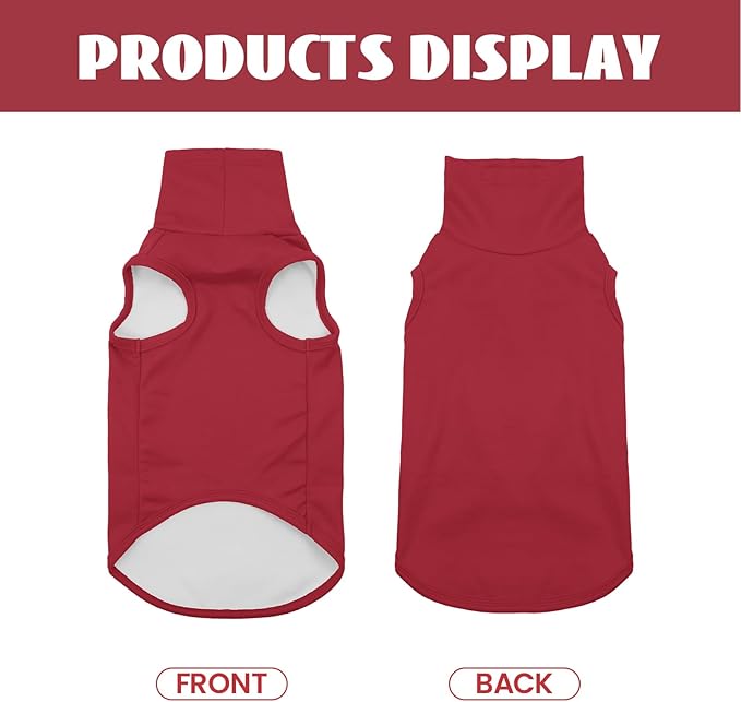 ROZKITCH Dog Sweaters Soft Fleece Pullover Sweatshirt Pajamas, Turtleneck Warm Pet Cold Weather Jacket Stretchy Vest Jumpsuit Apparel Outfit Clothes for Small Medium Large Dogs Walking Sleep Red L