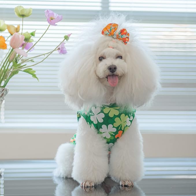 CuteBone Dog Shirts 2-Pack St.Patrick's Day & Easter Soft Pet Clothes Breathable Summer Vest for Small Puppy and Stretchy Cat Apparel 2BX12L