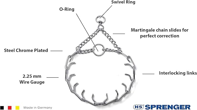 Herm Sprenger Prong Dog Training Collar Ultra-Plus Chrome Plated Steel Pet Pinch No-Pull for Dogs Anti Pull Made in Germany 2.25mm x 13in Small