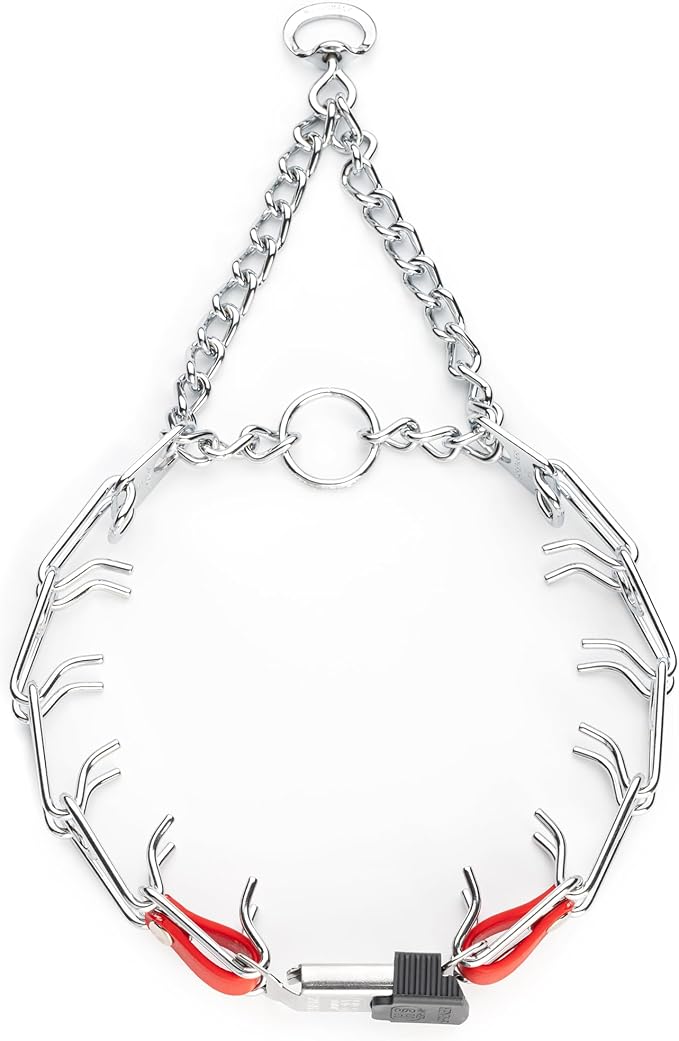 Herm Sprenger Chrome Plated Steel Dog Collar with Quick Release ClicLock Buckle and Biothane Insert Training Collar for Dogs Made in Germany (Cherry Red, 22in x 3.0mm(Neck Size up to 18-19in))