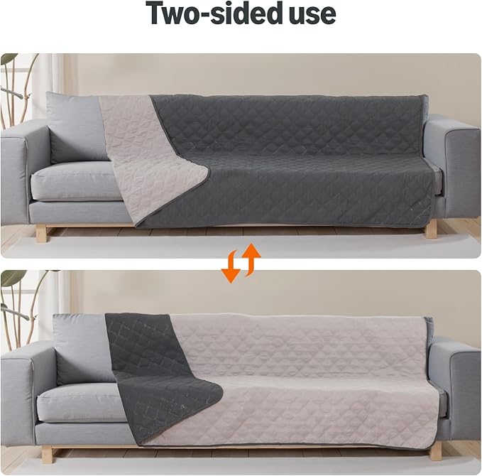 Amazon Basics Dog Bed Cover, Washable, Quilted Furniture Protector for Indoor Pets, Non-Slip Couch Cover Small, Gray