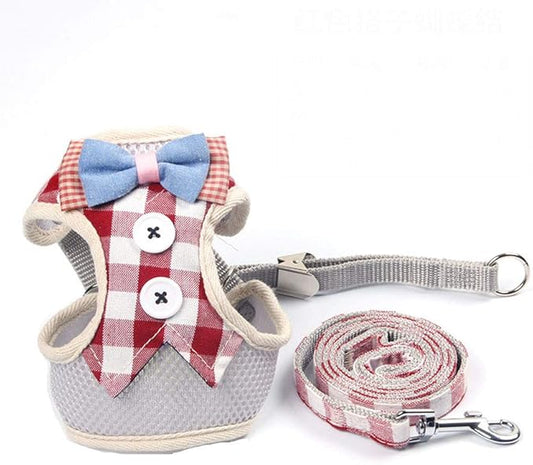 Puppy Harness and Leash Set for Walking Escape Proof Adjustable Soft Padded Mesh Front Vest Harness with Leash and Cute Bows Easy to Put On & Take Off Step in Dog Harness for Small Dogs and Cats