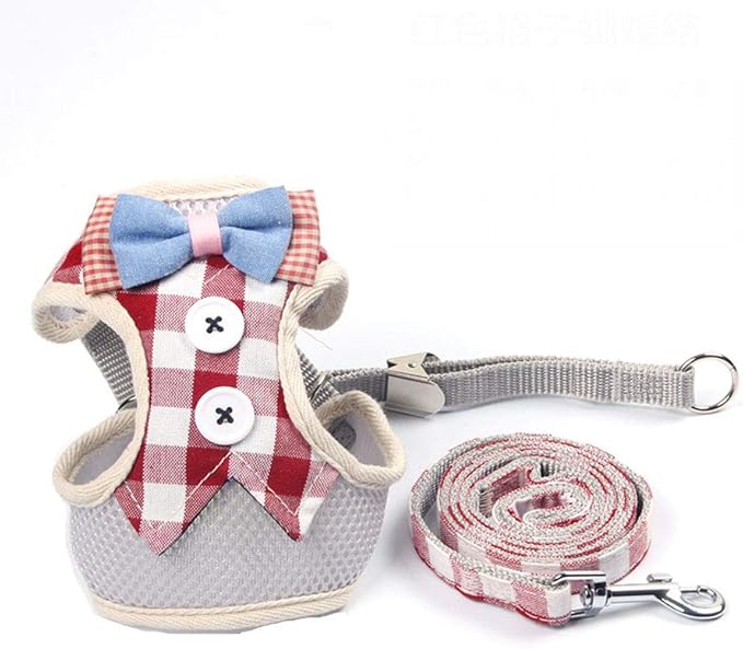 Puppy Harness and Leash Set for Walking Escape Proof Adjustable Soft Padded Mesh Front Vest Harness with Leash and Cute Bows Easy to Put On & Take Off Step in Dog Harness for Small Dogs and Cats