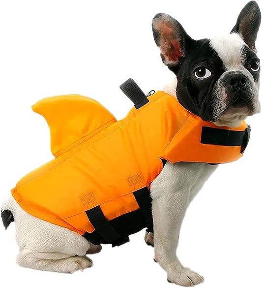 GabeFish Shark Life Jacket for Dogs, Cats, Cute Puppy Float, Orange, Size XS