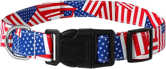 USA Flag Dog Collar - Patriotic American Pride Adjustable Pet Collar with Durable Buckle and Comfortable Design (Size S)