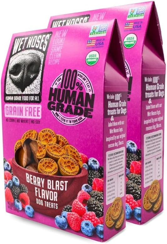 Organic Crunchy Dog Treats – for All Pet Sizes, Breeds – All-Natural Puppy Treat, Senior Dog Snack – 100% Human-Grade – Delicious Chews for Dogs – Grain-Free Berry Blast, 14 Oz (2-Pack)