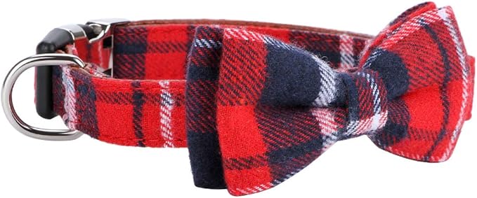Faleela Soft &Comfy Bowtie Dog Collar,Detachable and Adjustable Bow Tie Collar,for Small Medium Large Pet (L, Red)