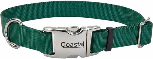 Coastal Pet Adjustable Dog Collar with Metal Buckle - Comfortable Fade-Resistant Dog Collar with Snap Lock - Perfect for Walking & Tie Outs - Hunter - 1" x 18" - 26"