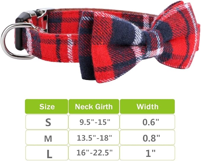 Faleela Soft &Comfy Bowtie Dog Collar,Detachable and Adjustable Bow Tie Collar,for Small Medium Large Pet (L, Red)