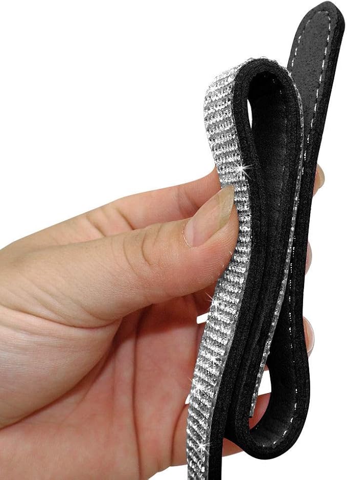 Rhinestone Dog Collar, Cute Dazzling Sparkling Soft Suede Leather Dog Cat Rhinestone Collar Crystal Diamond Pet Dog Puppy Collar (M, Black-4)