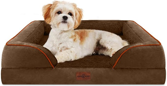 Comfort Expression Small Dog Beds Waterproof Orthopedic Foam Dog Sofa Beds for Small Dogs Comfy Pet Bed with Washable Removable Cover & Non-Slip Bottom(X-Small,Chocolate Brown)