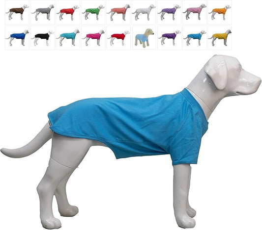 Lovelonglong Pet Clothing Dog Costumes Basic Blank T-Shirt Tee Shirts for Small Dogs Lake-Blue L
