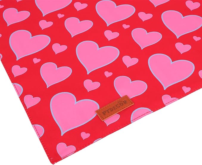 PTDECOR Valentine Dog Bandana, Reversible Valentine Pet Scarf, Multi Size, Red Heart Bandanas for Small Dogs (Small)