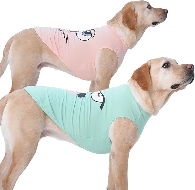 IECOii 2 Pack Pet Tank Top Tee Sleeveless| 3X-Large |Summer Dog Clothes Apparel,Pet Funny Costume Doggy T-shirts Clothing for Large Dog Puppy Outfit Keep Body Heat Hot Weather Holiday Party, Pink+Blue