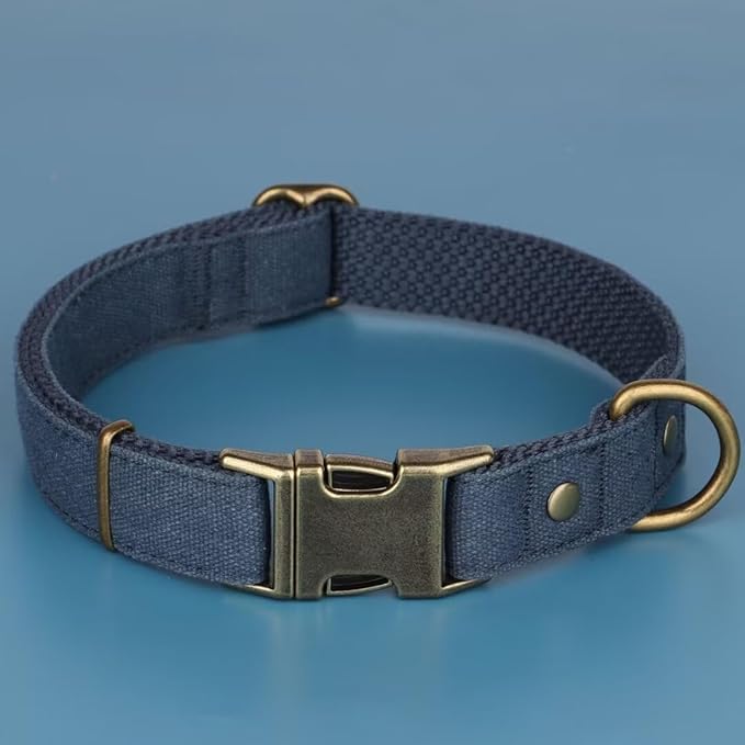 PET ARTIST Nylon Dog Collar for Large Dogs, Heavy Duty Dog Collar with Quick Release Metal Buckle, Soft Padded Nylon, Durable & Adjustable for Boy Gifts, Blue, L (Fit 15-22")