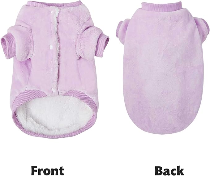 FabriCastle Dog Sweater, Small Dog Clothes for Dogs Girl & Cats, Ultra Soft and Warm Pet Coat, Winter Pet Jacket, Doggy Apparel Costumes, Fleece Female Puppy Outfits Snap On (Lavender, X-Small)