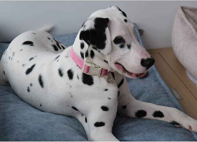 DOGWONG Cotton Hemp Dog Collar - Heavy-Duty Pink Adjustable Soft Natural Fabric Pet Collar, Cute Wedding Puppy Necklace for Small Medium Large Dogs