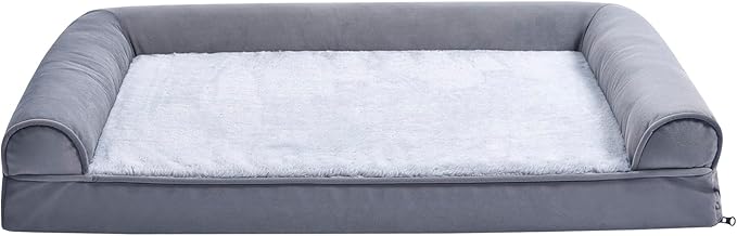 Amazon Basics Foam Living Room Couch Dog Pet Bed with Removable Cover, Grey, 36" x 27"