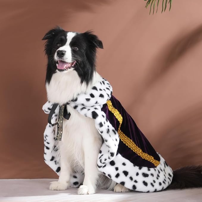 Lovelyshop pet Serial Lux FurPurple Cat Dog Cloak for Halloween Costumes, King Queen Prince and Princess Cosplay-L