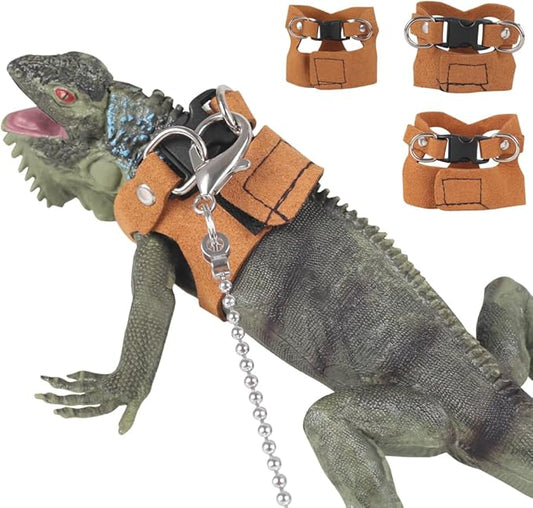 Reptiles Harness Leash, 3PCS Adjustable Bearded Dragon Harness with 5.4Ft Leash for Gecko, Bearded Dragon, Iguana, Hamster, Guinea Pig